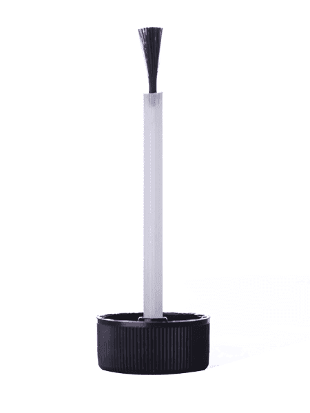 Nail polish brush with black cap and clear stem for nail care packaging